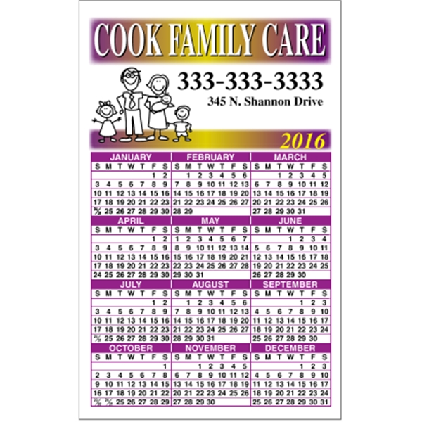 3.5" x 5.625" calendar magnet with 4 color process image on... from ASI 89910 Stouse, LLC