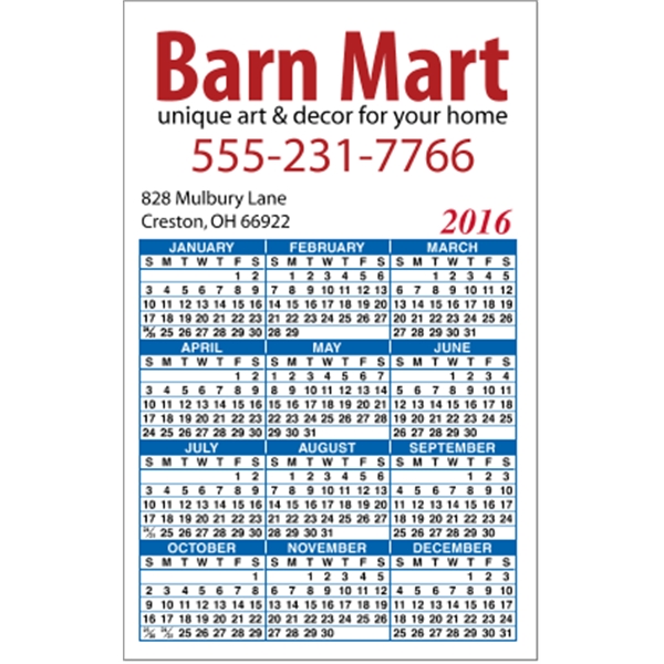 3.5" x 5.625" calendar magnet with 4 color process image on... from ASI 89910 Stouse, LLC