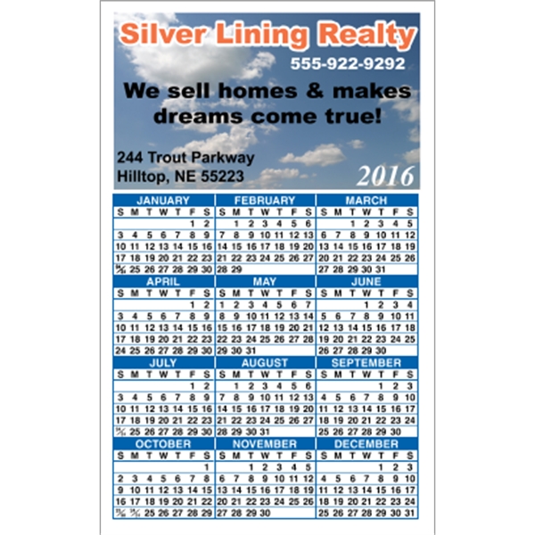 3.5" x 5.625" calendar magnet with 4 color process image on... from ASI 89910 Stouse, LLC