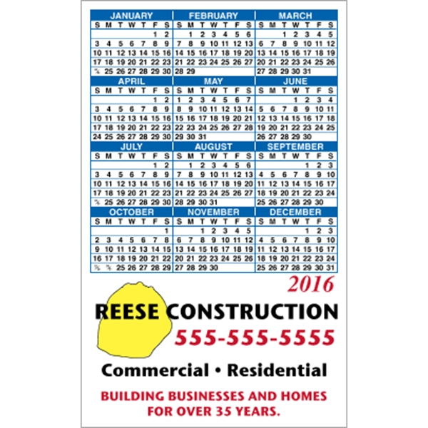 3.5" x 5.625" calendar magnet with 4 color process image on... from ASI 89910 Stouse, LLC