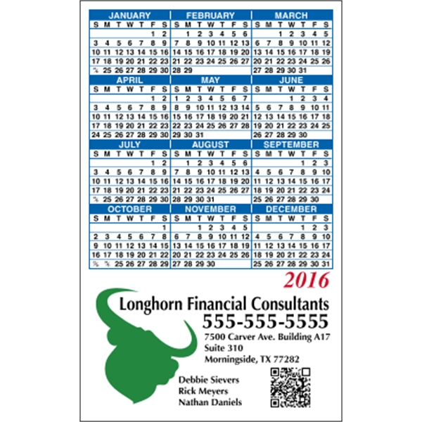 3.5" x 5.625" calendar magnet with 4 color process image on... from ASI 89910 Stouse, LLC