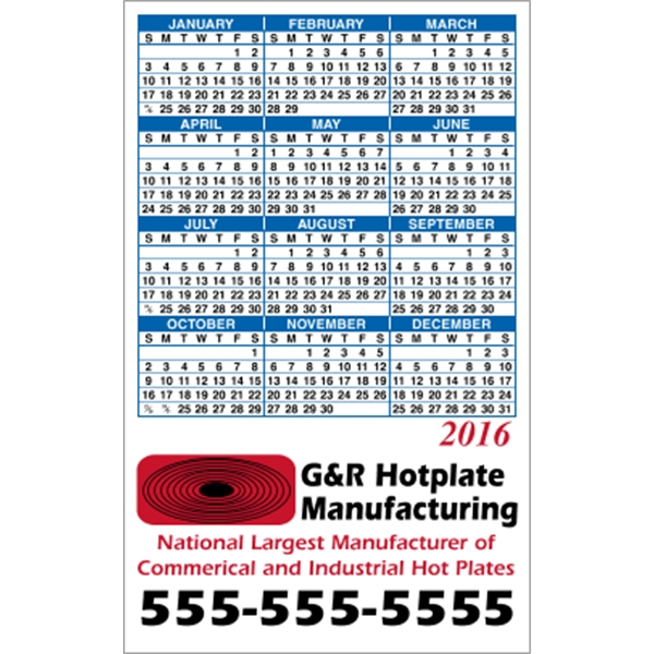 3.5" x 5.625" calendar magnet with 4 color process image on... from ASI 89910 Stouse, LLC