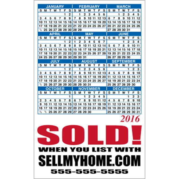 3.5" x 5.625" calendar magnet with 4 color process image on... from ASI 89910 Stouse, LLC