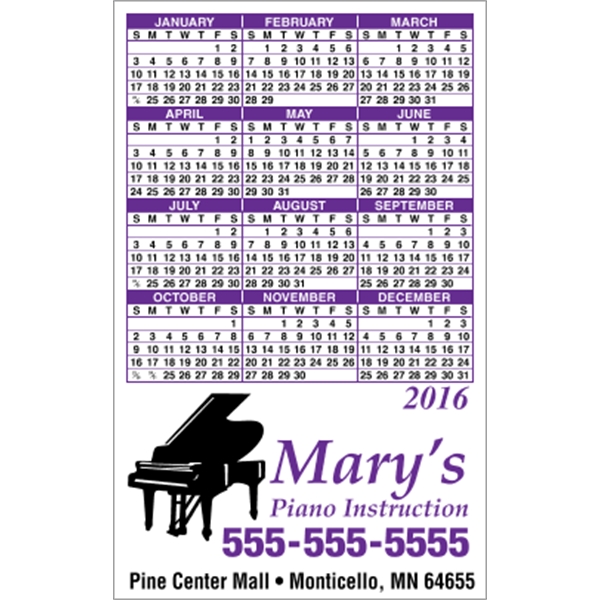 3.5" x 5.625" calendar magnet with 4 color process image on... from ASI 89910 Stouse, LLC