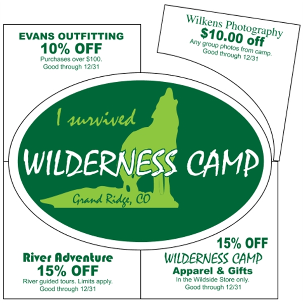 5.75" x 3.875" oval magnet in 6" square with coupons. Suitable... from ASI 89910 Stouse, LLC