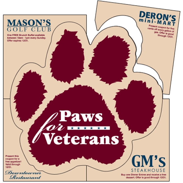 5.5" paw print shaped magnet in a 6" square with coupons... from ASI 89910 Stouse, LLC