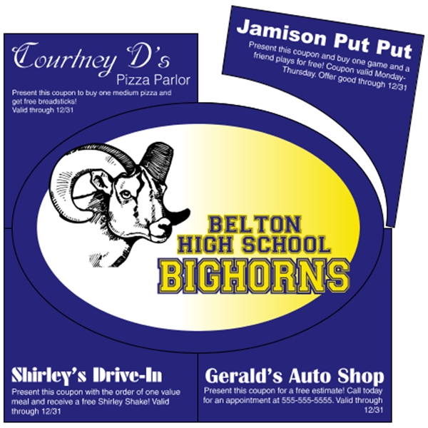 5.75" x 3.875" oval magnet in 6" square with coupons. All... from ASI 89910 Stouse, LLC