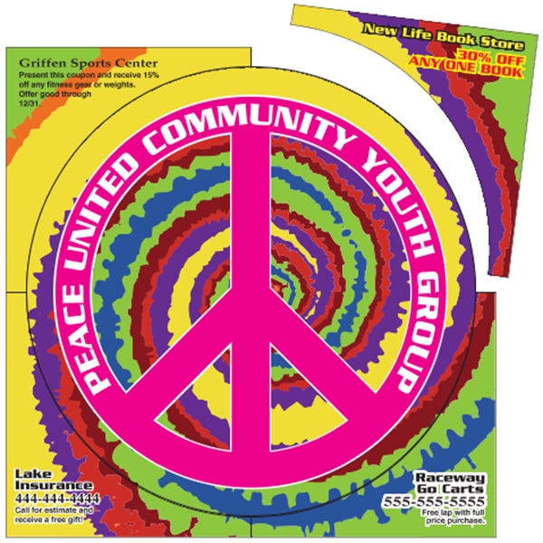 5.5" circle shaped magnet in a 6" square with coupons and... from ASI 89910 Stouse, LLC