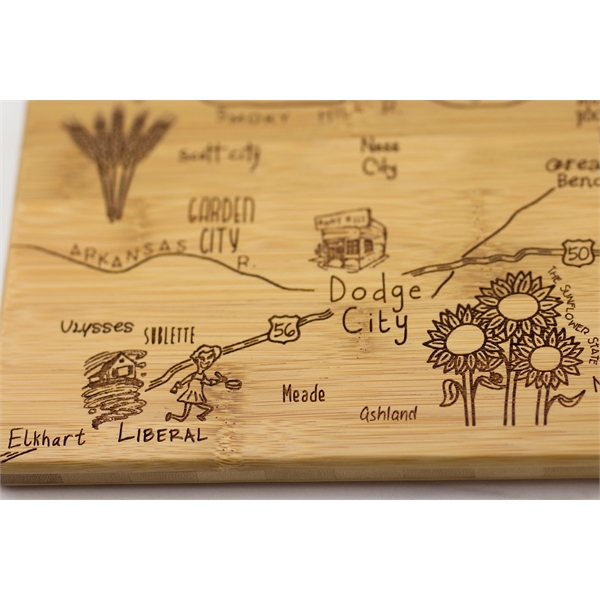 Kansas shaped destination cutting board.... from ASI 91565 Totally Bamboo / Totally Bamboo
