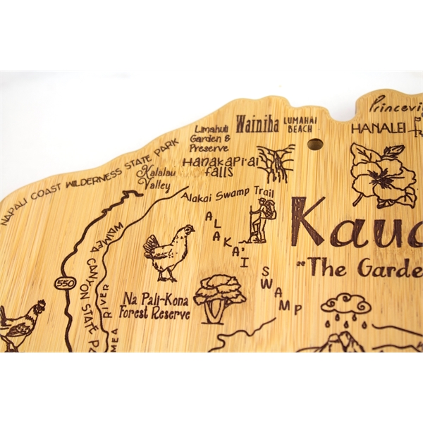 Kauai shaped destination cutting board.... from ASI 91565 Totally Bamboo