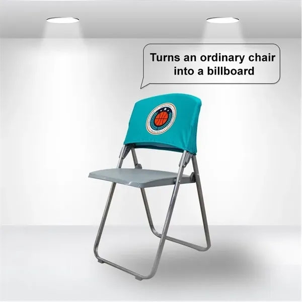 Custom printed chair back cover to promote your products.... from ASI 66230 Landes Inc