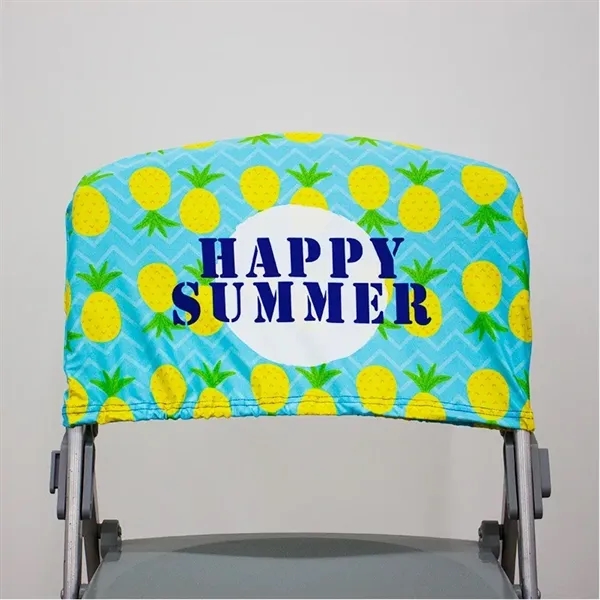 Custom printed chair back cover to promote your products.... from ASI 66230 Landes Inc