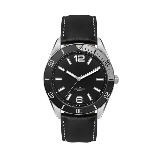 42MM, SILVER METAL CASE, BK BEZEL, 3-HAND MVT... from ASI 67866 Logomark/Valumark