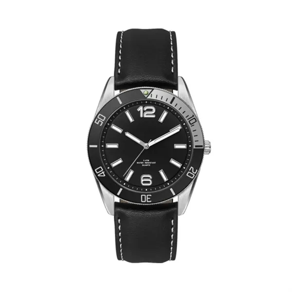 34MM, SILVER METAL CASE, BK BEZEL, 3-HAND MVT... from ASI 67866 Logomark/Valumark