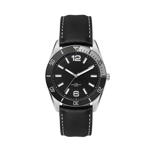 34MM, SILVER METAL CASE, BK BEZEL, 3-HAND MVT... from ASI 67866 Logomark/Valumark