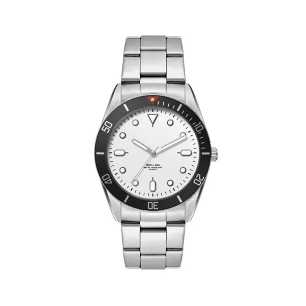 42MM, SILVER METAL CASE, BK BEZEL, 3-HAND MVT... from ASI 67866 Logomark/Valumark