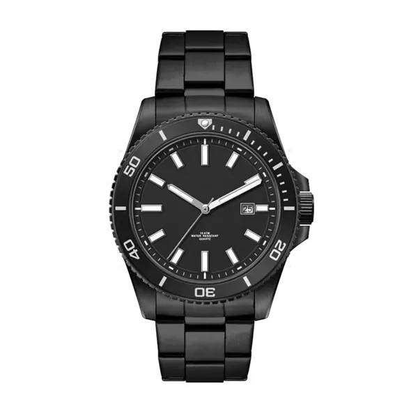 42.5MM,SS, SILVER CASE, BK BEZEL, 3-HAND MVT, DTE... from ASI 67866 Logomark/Valumark