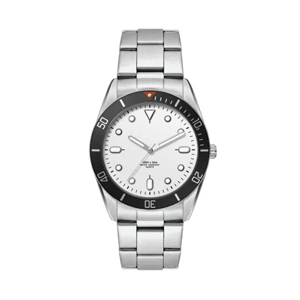 34MM, SILVER METAL CASE, BK BEZEL, 3-HAND MVT... from ASI 67866 Logomark/Valumark