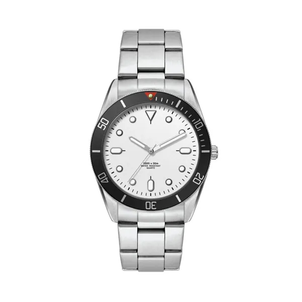 34MM, SILVER METAL CASE, BK BEZEL, 3-HAND MVT... from ASI 67866 Logomark/Valumark