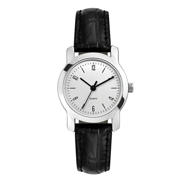 Fashionable women's watch with a 38mm or 27mm polished silver metal... from ASI 67866 Logomark/Valumark