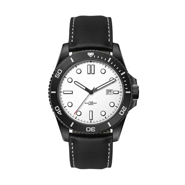 42.5MM SS, SILVER CASE, BK BEZEL, 3-HAND MVT, DTE... from ASI 67866 Logomark/Valumark