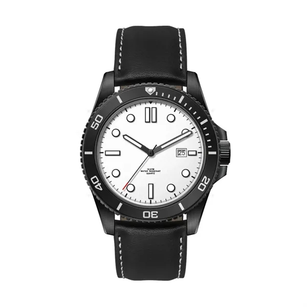 42.5MM SS, SILVER CASE, BK BEZEL, 3-HAND MVT, DTE... from ASI 67866 Logomark/Valumark