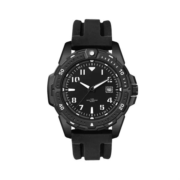 45MM, BLACK METAL CASE, 3-HAND MVT, DTE... from ASI 67866 Logomark/Valumark