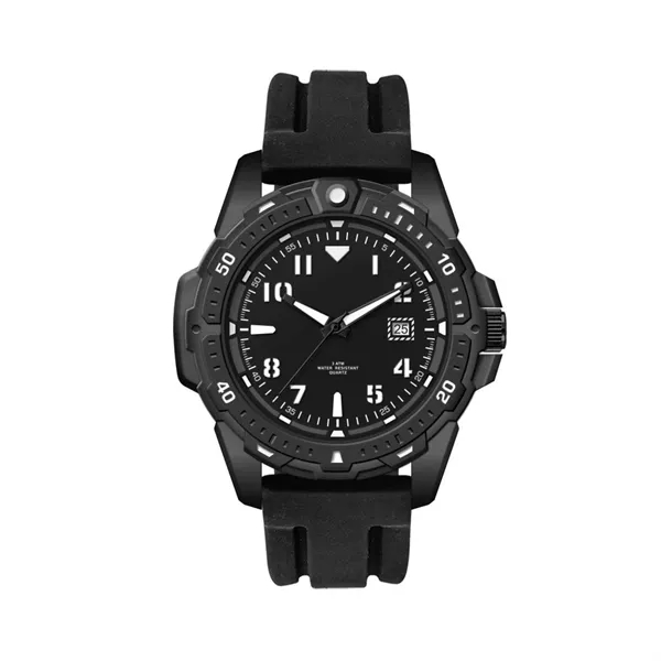 45MM, BLACK METAL CASE, 3-HAND MVT, DTE... from ASI 67866 Logomark/Valumark