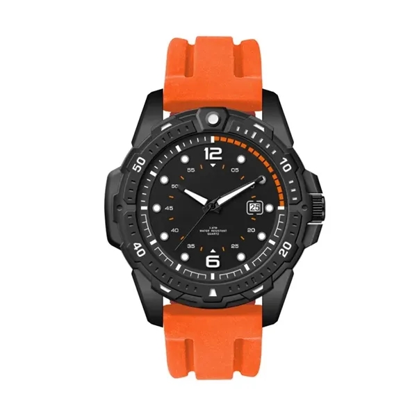 45MM, BLACK METAL CASE, 3-HAND MVT, DTE... from ASI 67866 Logomark/Valumark