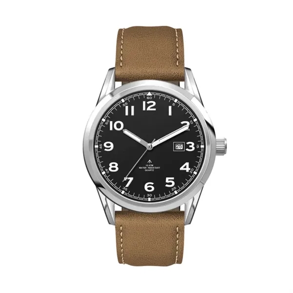 42MM, SS, SILVER CASE, 3-HAND MVT, DTE... from ASI 67866 Logomark/Valumark