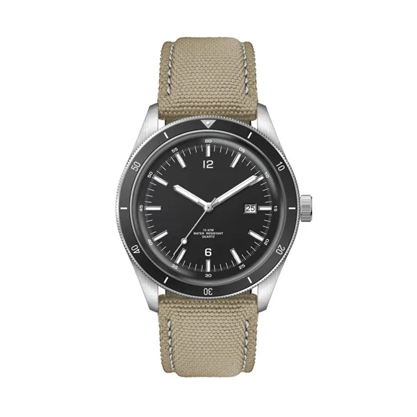 41MM, SS, SILVER CASE, BK BEZEL, 3-HAND MVT, DTE... from ASI 67866 Logomark/Valumark