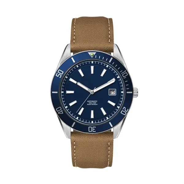 42MM, SS, SILVER CASE, BL BEZEL, "AUTOMATIC" MVT, DTE... from ASI 67866 Logomark/Valumark