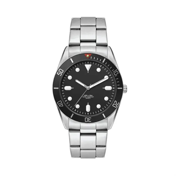 34MM, SILVER METAL CASE, BK BEZEL, 3-HAND MVT... from ASI 67866 Logomark/Valumark