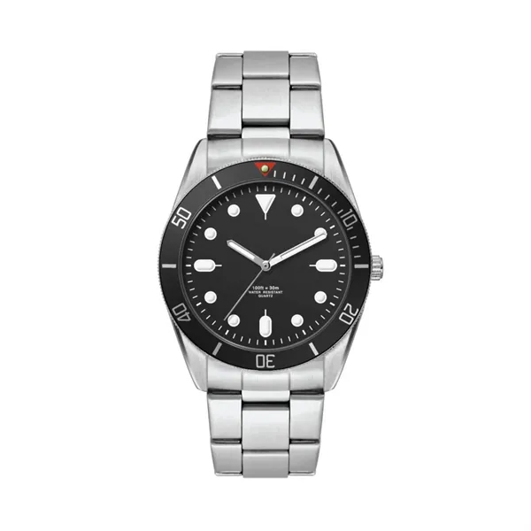 34MM, SILVER METAL CASE, BK BEZEL, 3-HAND MVT... from ASI 67866 Logomark/Valumark