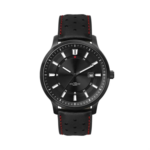 45MM, BLACK METAL CASE, 3-HAND MVT, DTE... from ASI 67866 Logomark/Valumark