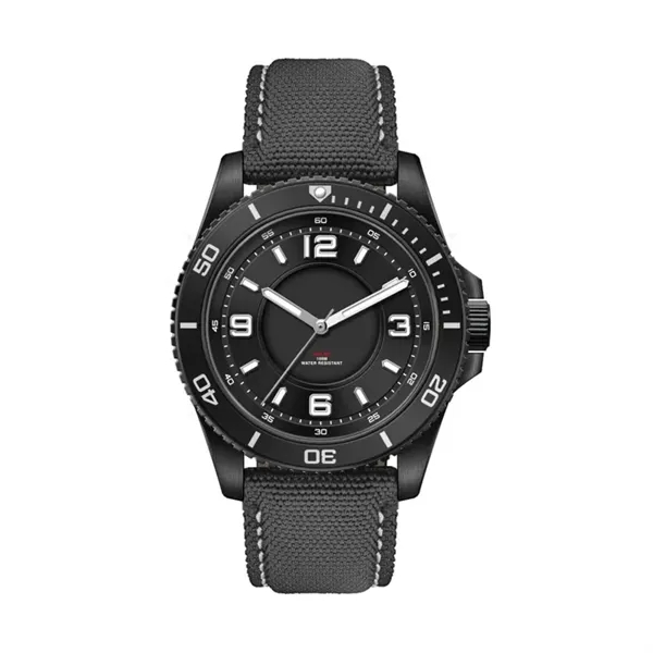 42.5MM, SS, SILVER CASE, BK BEZEL, 3-HAND "SOLAR" MVT... from ASI 67866 Logomark/Valumark