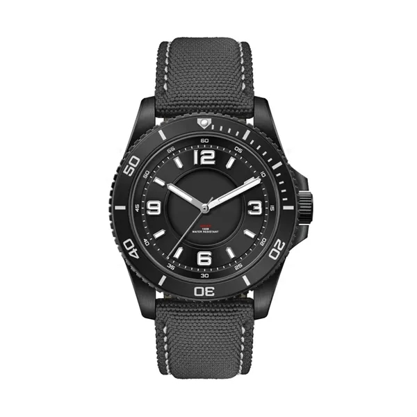 42.5MM, SS, SILVER CASE, BK BEZEL, 3-HAND "SOLAR" MVT... from ASI 67866 Logomark/Valumark