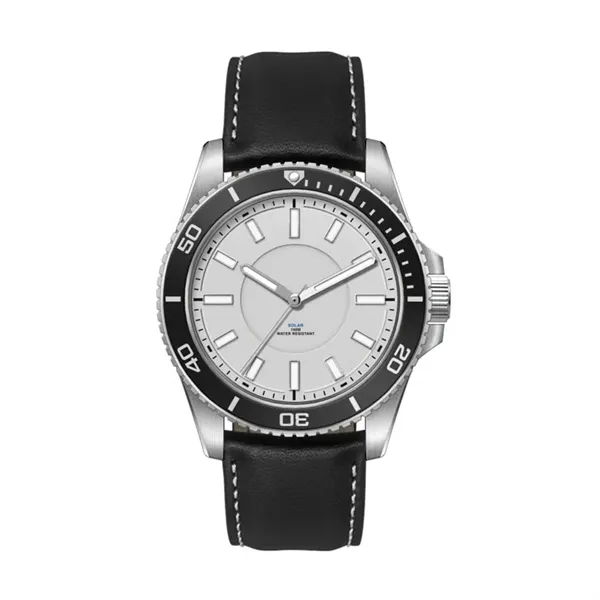 42.5MM, SS, SILVER CASE, BK BEZEL, 3-HAND "SOLAR" MVT... from ASI 67866 Logomark/Valumark