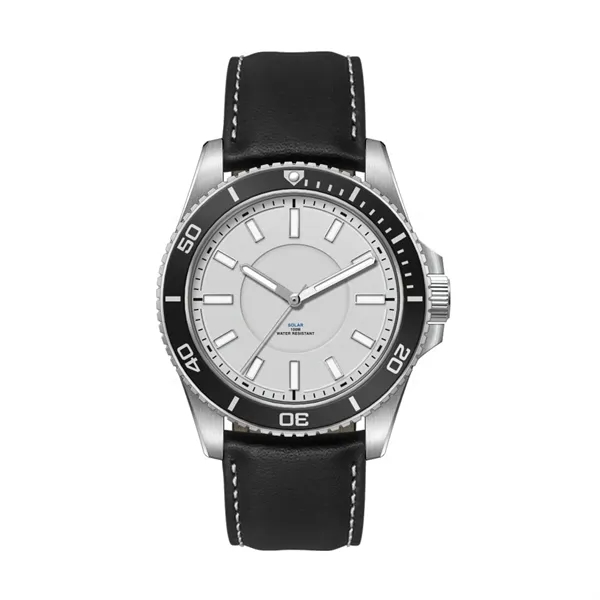 42.5MM, SS, SILVER CASE, BK BEZEL, 3-HAND "SOLAR" MVT... from ASI 67866 Logomark/Valumark