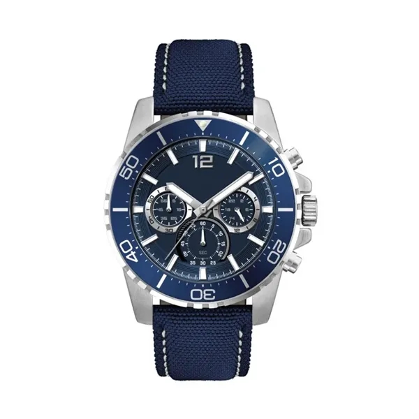 44MM, SILVER METAL CASE, BL BEZEL, CHRONO MVT... from ASI 67866 Logomark/Valumark