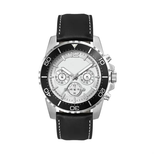44MM, SILVER METAL CASE, BK BEZEL, CHRONO MVT... from ASI 67866 Logomark/Valumark