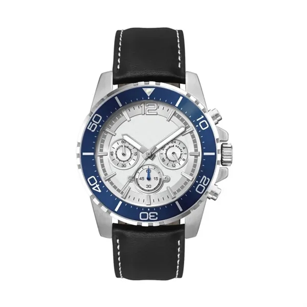 44MM, SILVER METAL CASE, BL BEZEL, CHRONO MVT... from ASI 67866 Logomark/Valumark