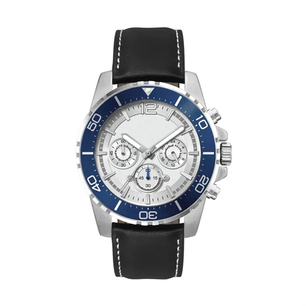 44MM, SILVER METAL CASE, BL BEZEL, CHRONO MVT... from ASI 67866 Logomark/Valumark