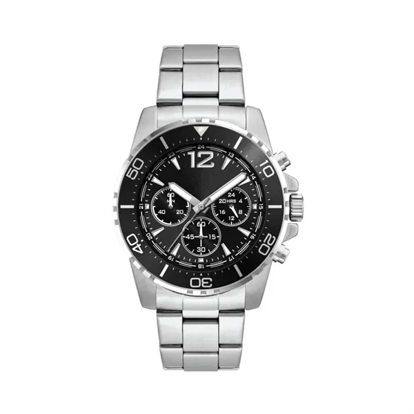 44MM, SILVER METAL CASE, BK BEZEL, CHRONO MVT... from ASI 67866 Logomark/Valumark