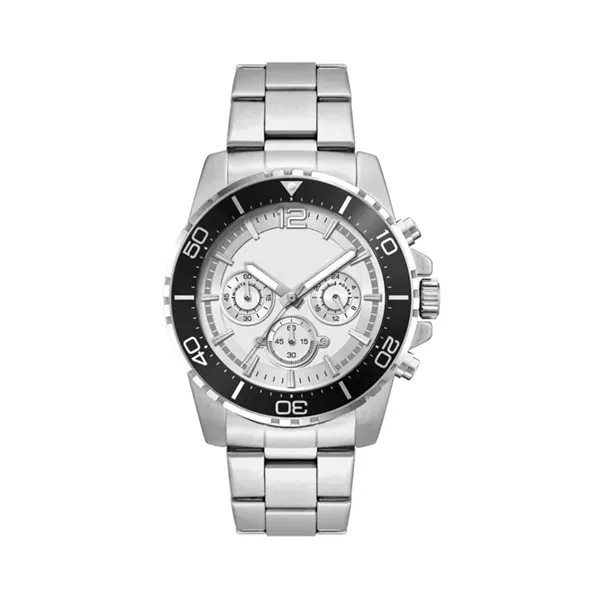 44MM, SILVER METAL CASE, BK BEZEL, CHRONO MVT... from ASI 67866 Logomark/Valumark