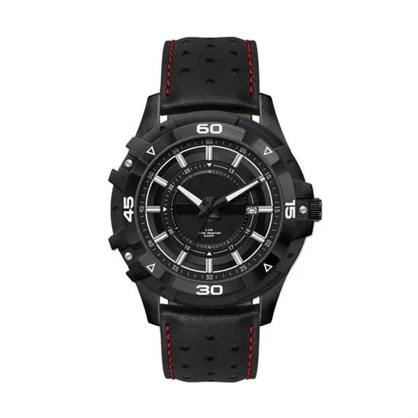 44MM, BLACK METAL CASE, 3-HAND MVT, DTE... from ASI 67866 Logomark/Valumark