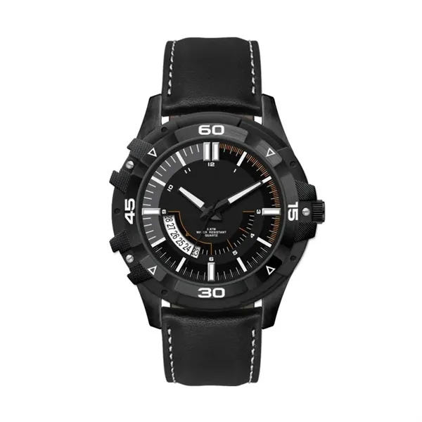 44MM, BLACK METAL CASE, 3-HAND MVT, DTE... from ASI 67866 Logomark/Valumark