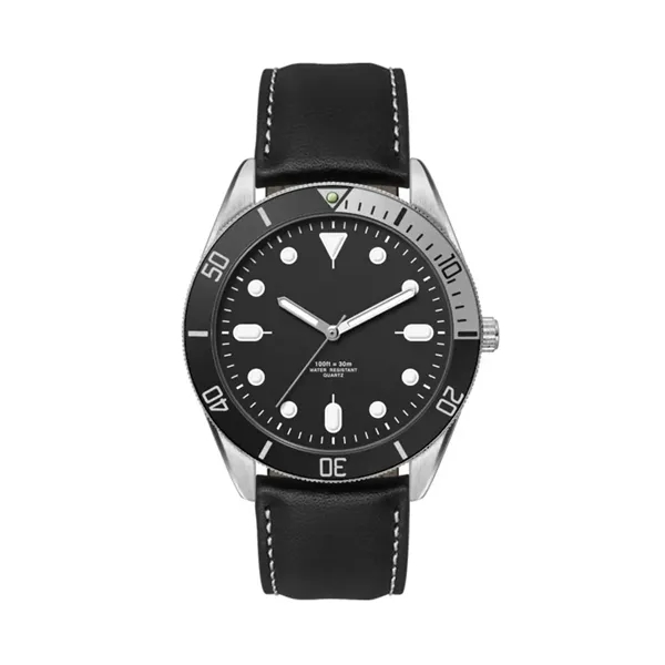 42MM, SILVER METAL CASE, BK BEZEL, 3-HAND MVT... from ASI 67866 Logomark/Valumark