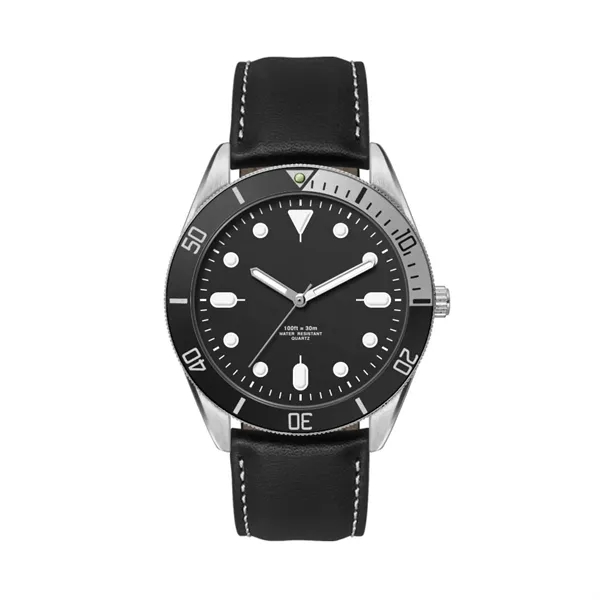 42MM, SILVER METAL CASE, BK BEZEL, 3-HAND MVT... from ASI 67866 Logomark/Valumark