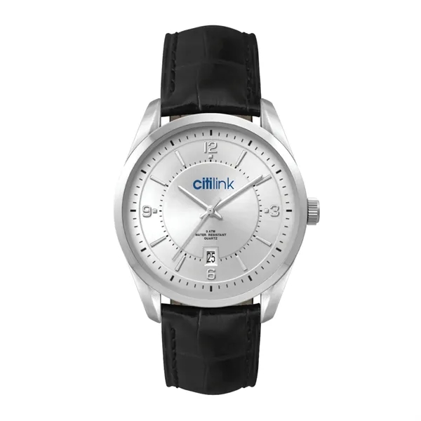 42MM METAL SILVER CASE, 3 HAND MVMT, SILVER DIAL, ...... from ASI 67866 Logomark/Valumark
